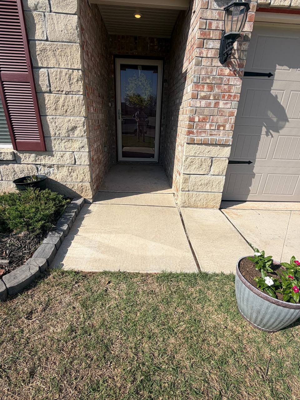 Front entry walkway prepped for sealing