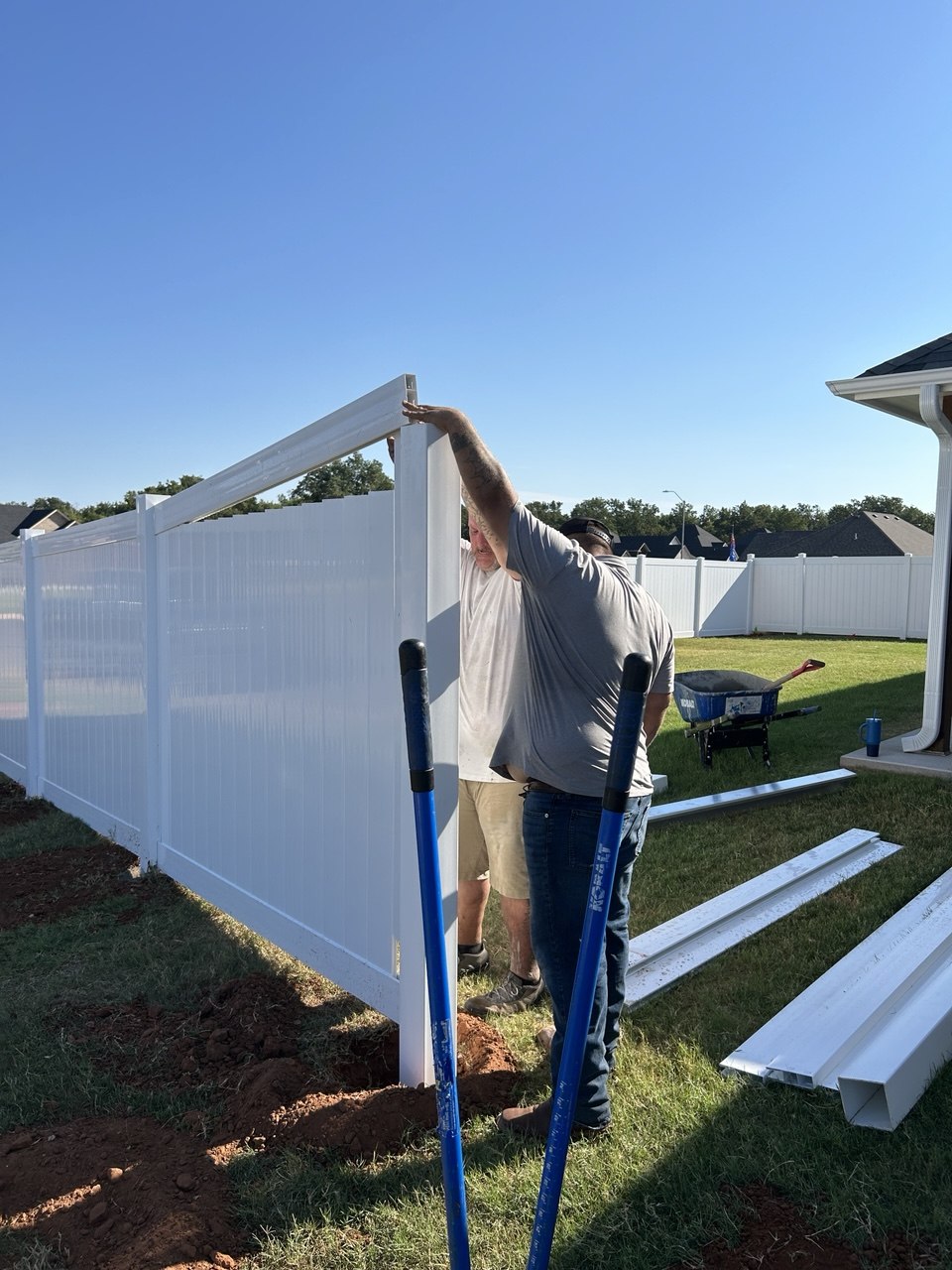 Panels squared and leveled between set posts