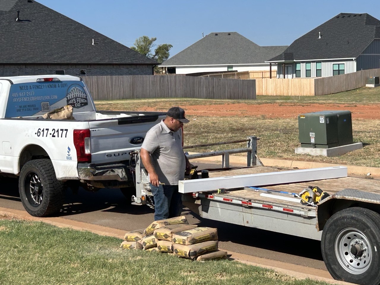 Materials and concrete unloaded on site