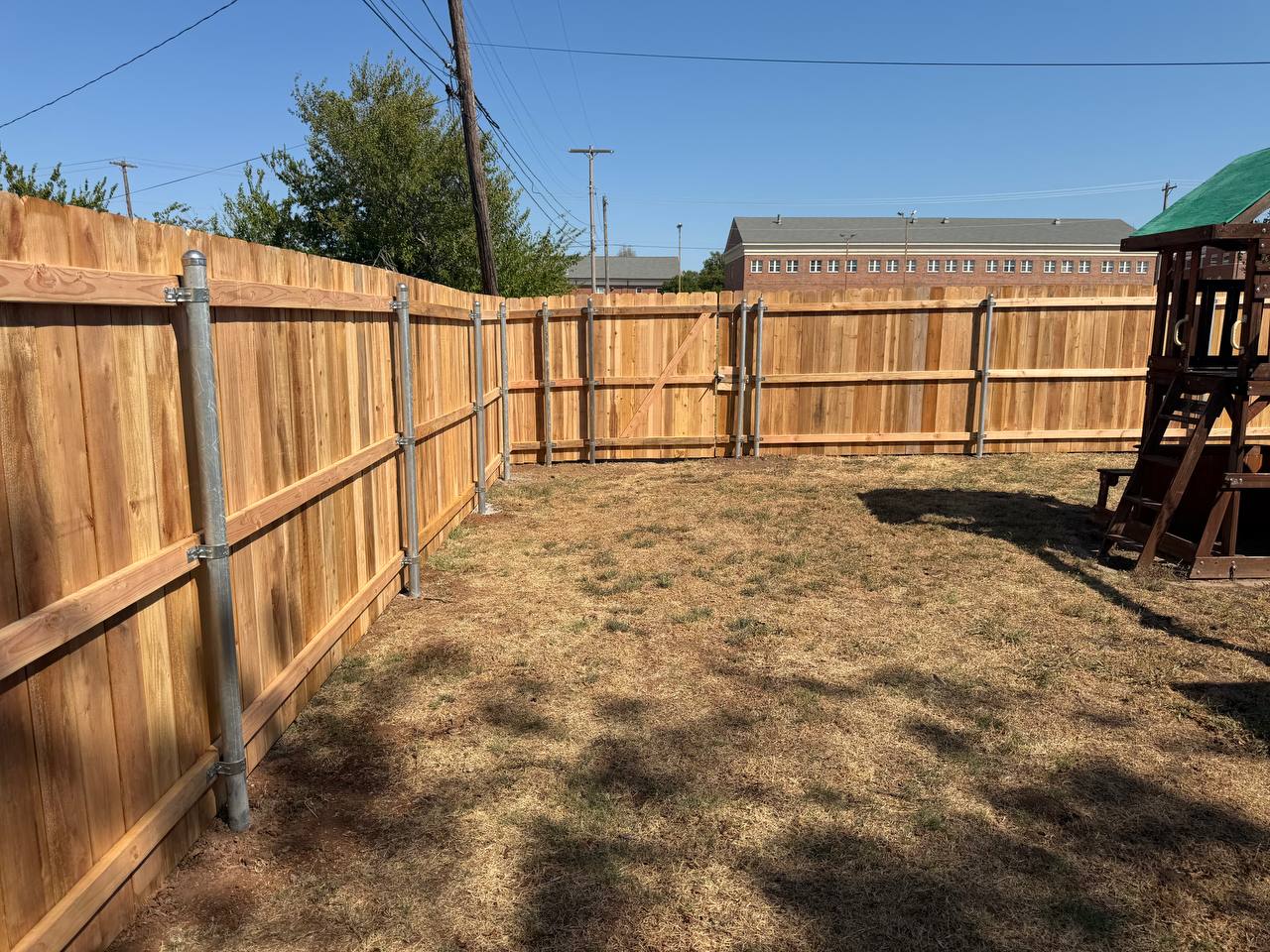 Back yard framed out with the gate opening set