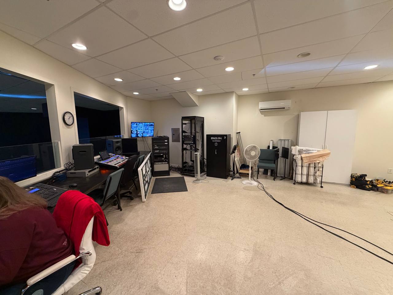 Before — control area and equipment along the windows