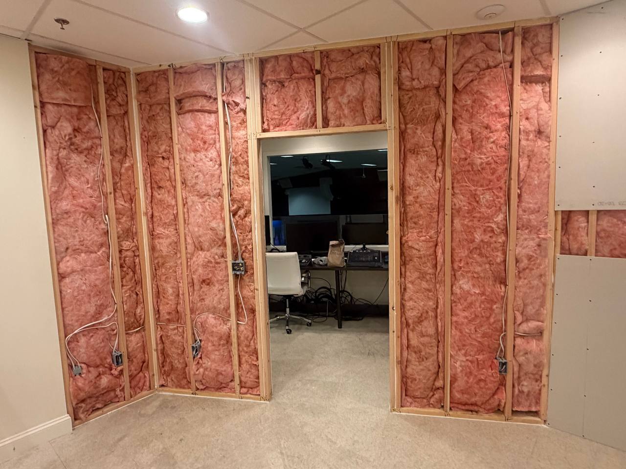 Walls wired for outlets and insulated