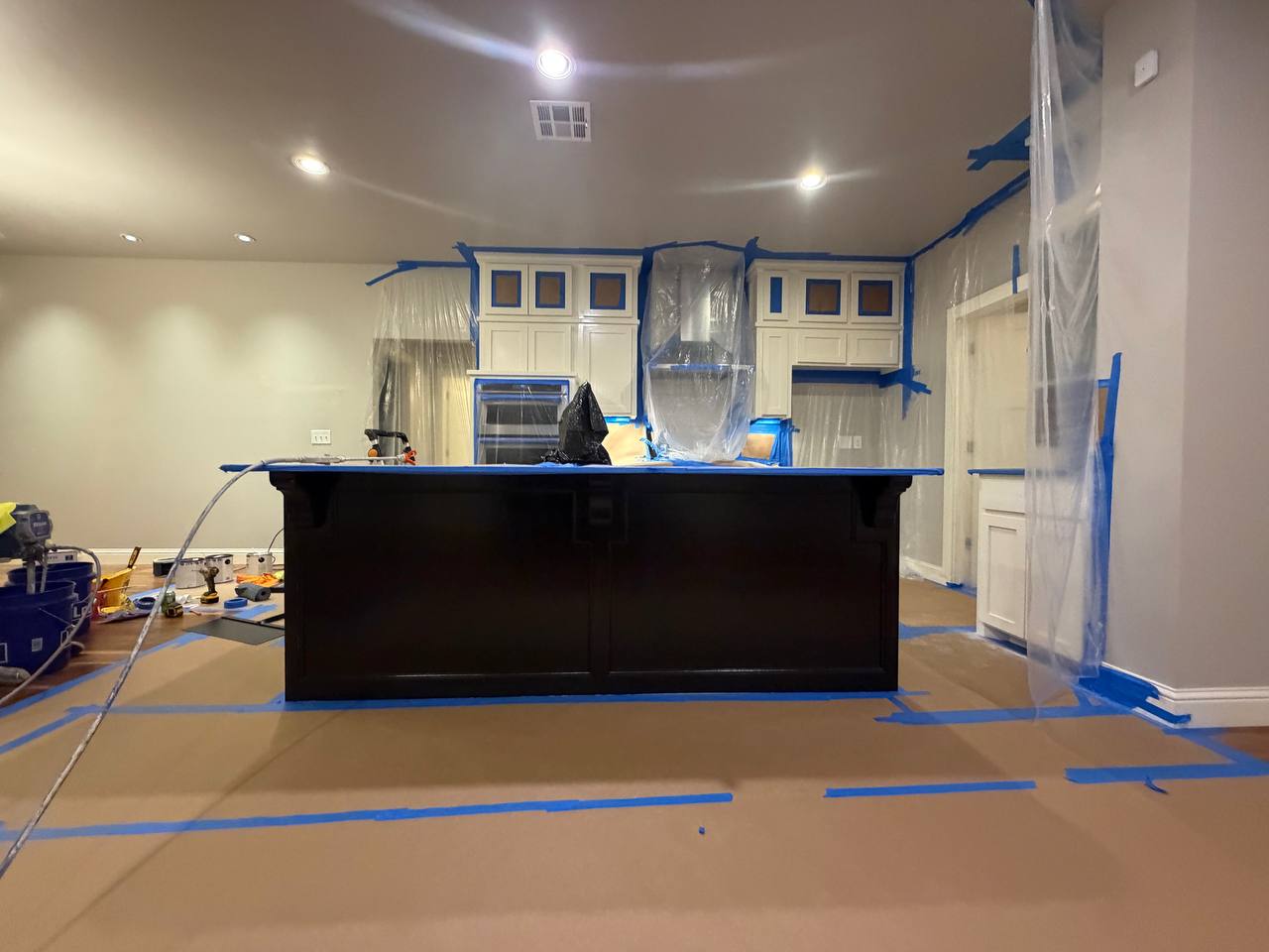 Island prepped for spray finish