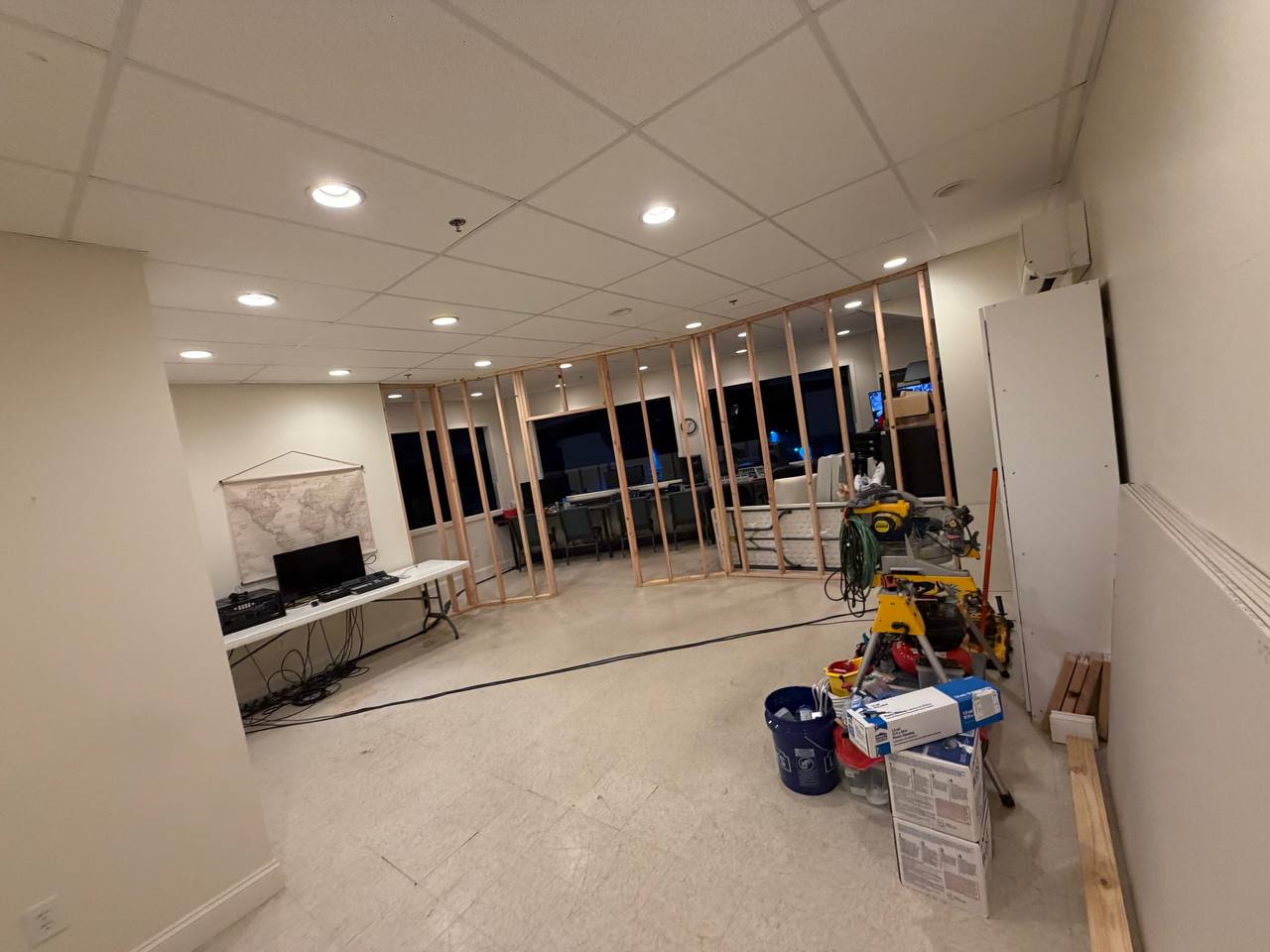 Full wall line framed across the room